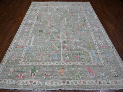 Oushak hand-knotted wool rug in Green, 7'8" x 9'10", SKU O089155