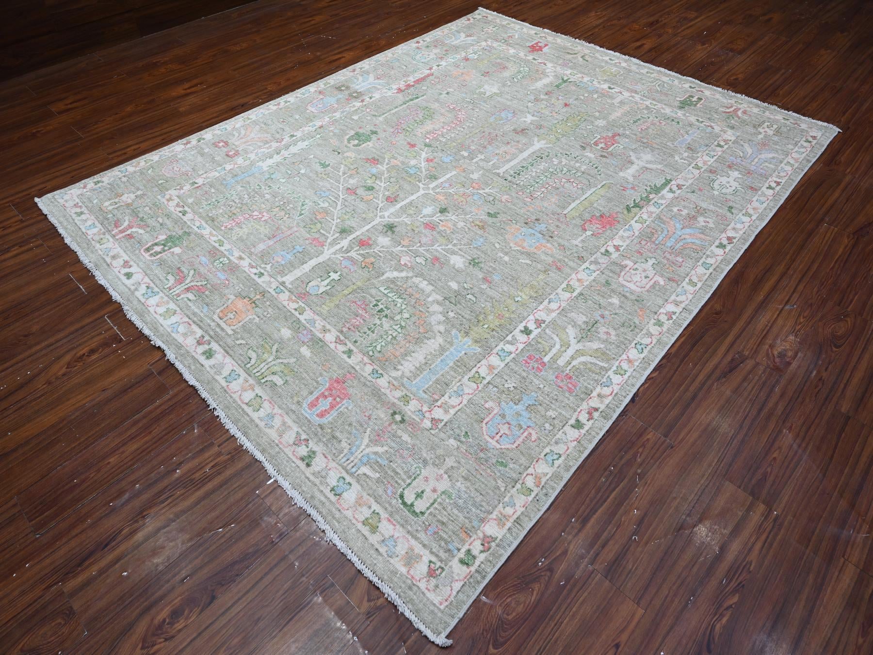Oushak hand-knotted wool rug in Green, 7'8" x 9'10", SKU O089155