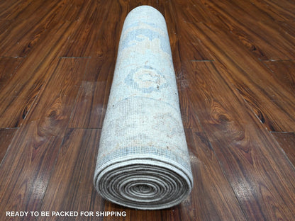 Oushak hand-knotted wool runner in Gray, 2'9" x 19'6", SKU O089157