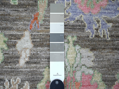 Grey 2'10" x 10'7" Oushak And Peshawar Hand knotted Wool Rug - Sku: O089161