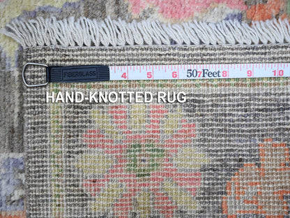 Grey 2'10" x 10'7" Oushak And Peshawar Hand knotted Wool Rug - Sku: O089161