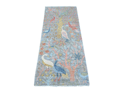 Peshawar hand-knotted wool runner in Gray, 2'6" x 5'10", SKU O089162
