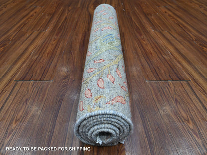 Grey 2'6" x 5'10" Oushak And Peshawar Hand knotted Wool Rug - Sku: O089162