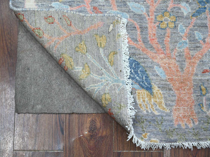 Grey 2'6" x 5'9" Oushak And Peshawar Hand knotted Wool Rug - Sku: O089165