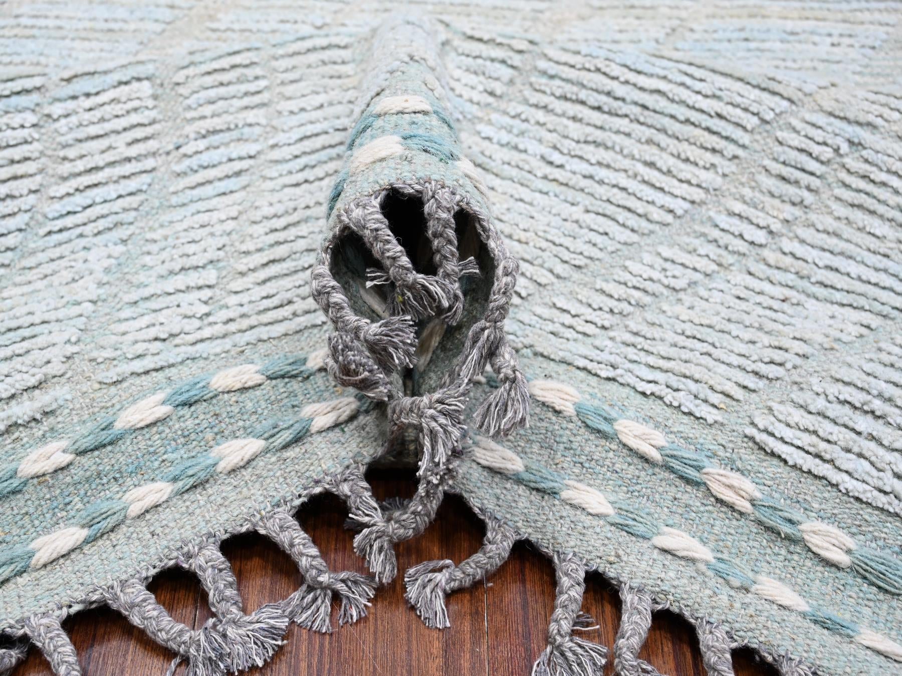 Tribal hand-knotted wool rug in Blue, 9'11" x 13'11", SKU O089168