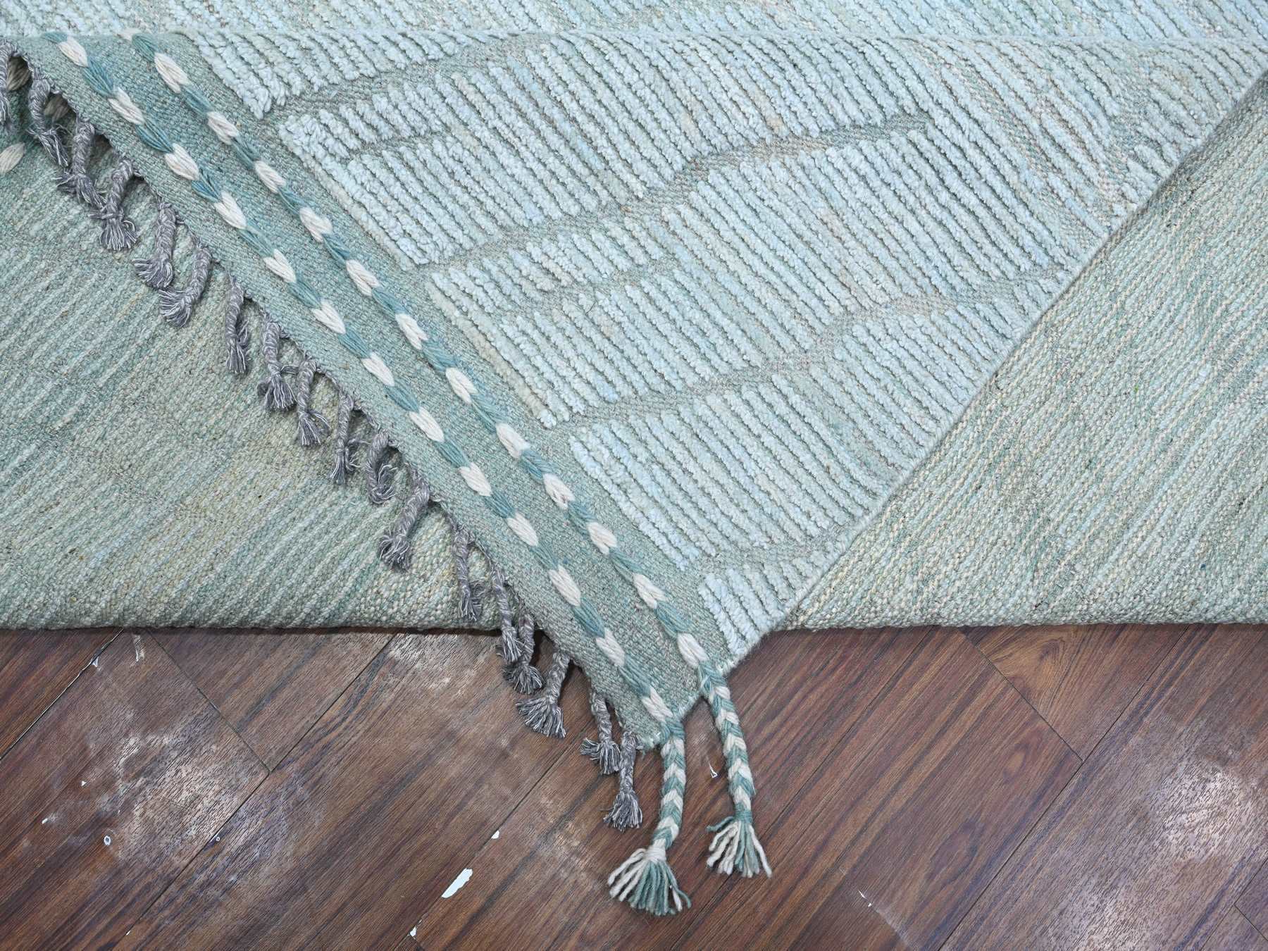 Tribal hand-knotted wool rug in Blue, 9'11" x 13'11", SKU O089168