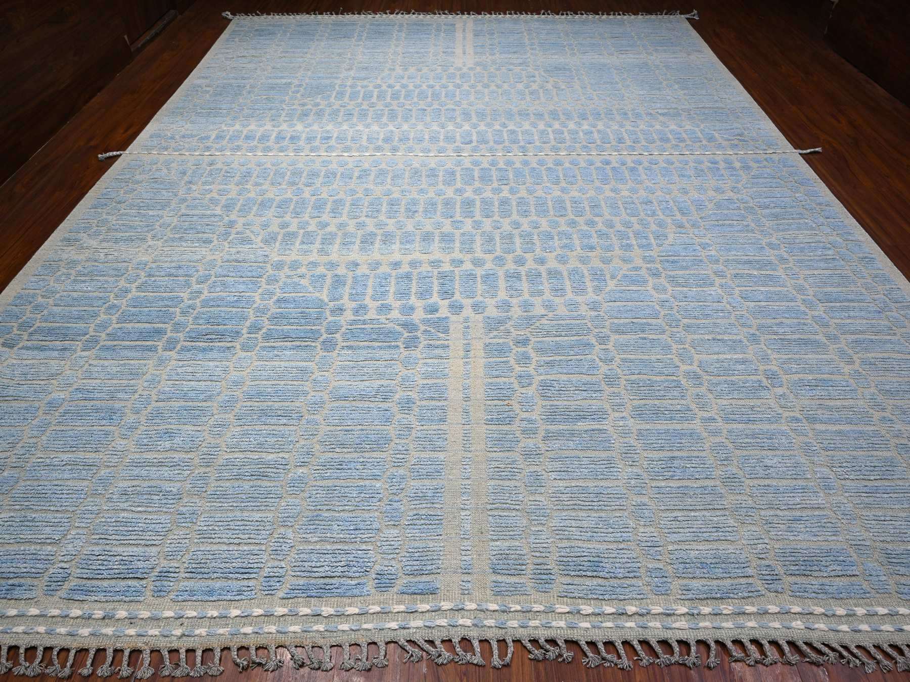 Tribal hand-knotted wool rug in Blue, 11'9" x 15'1", SKU O089169