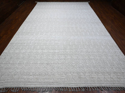 Ivory 9'9" x 15'4" Tribal Hand knotted Wool Rug - Sku: O089173