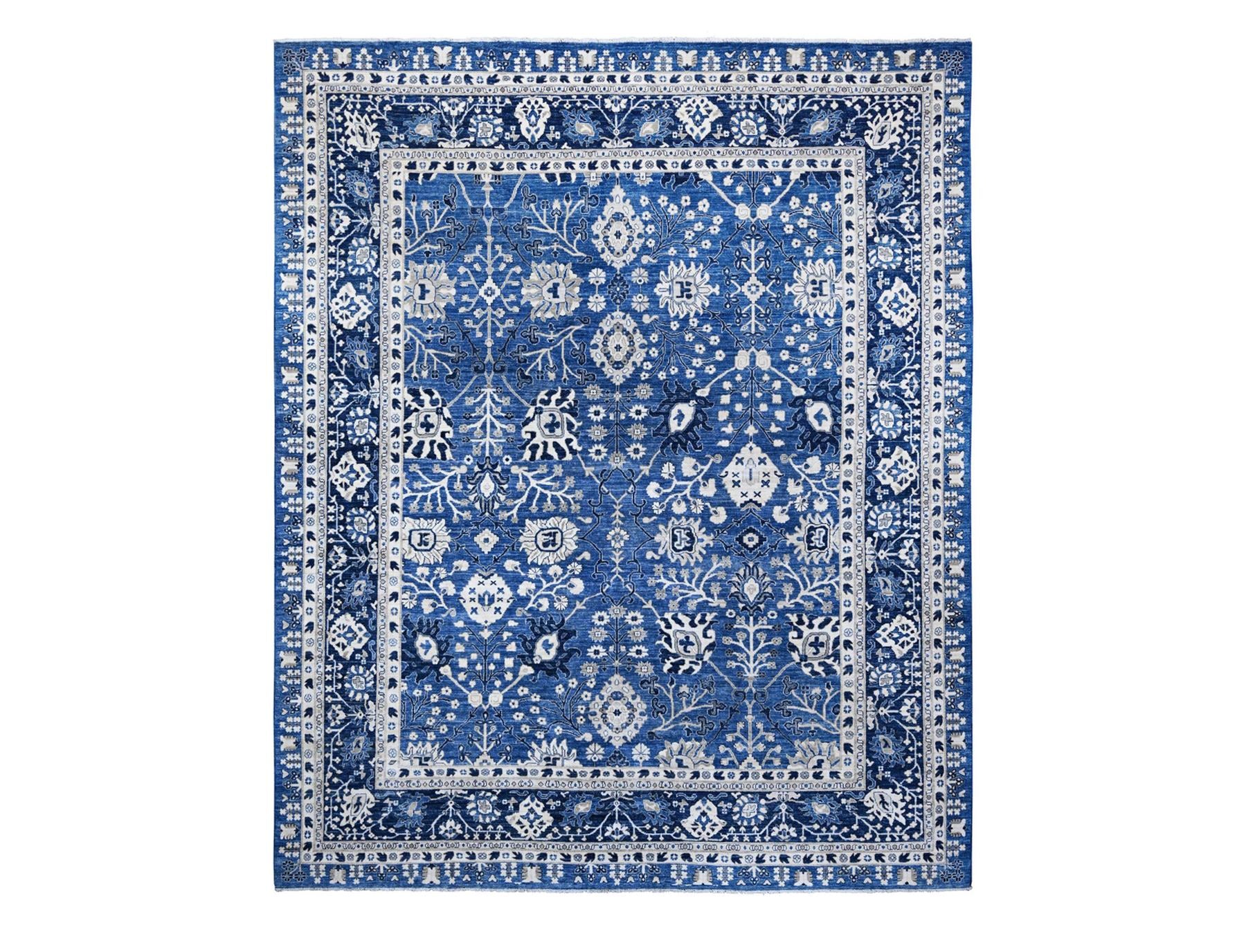 Tabriz Oushak / Peshawar hand-knotted wool rug in Blue, 11'10" x 14'5", SKU O089177