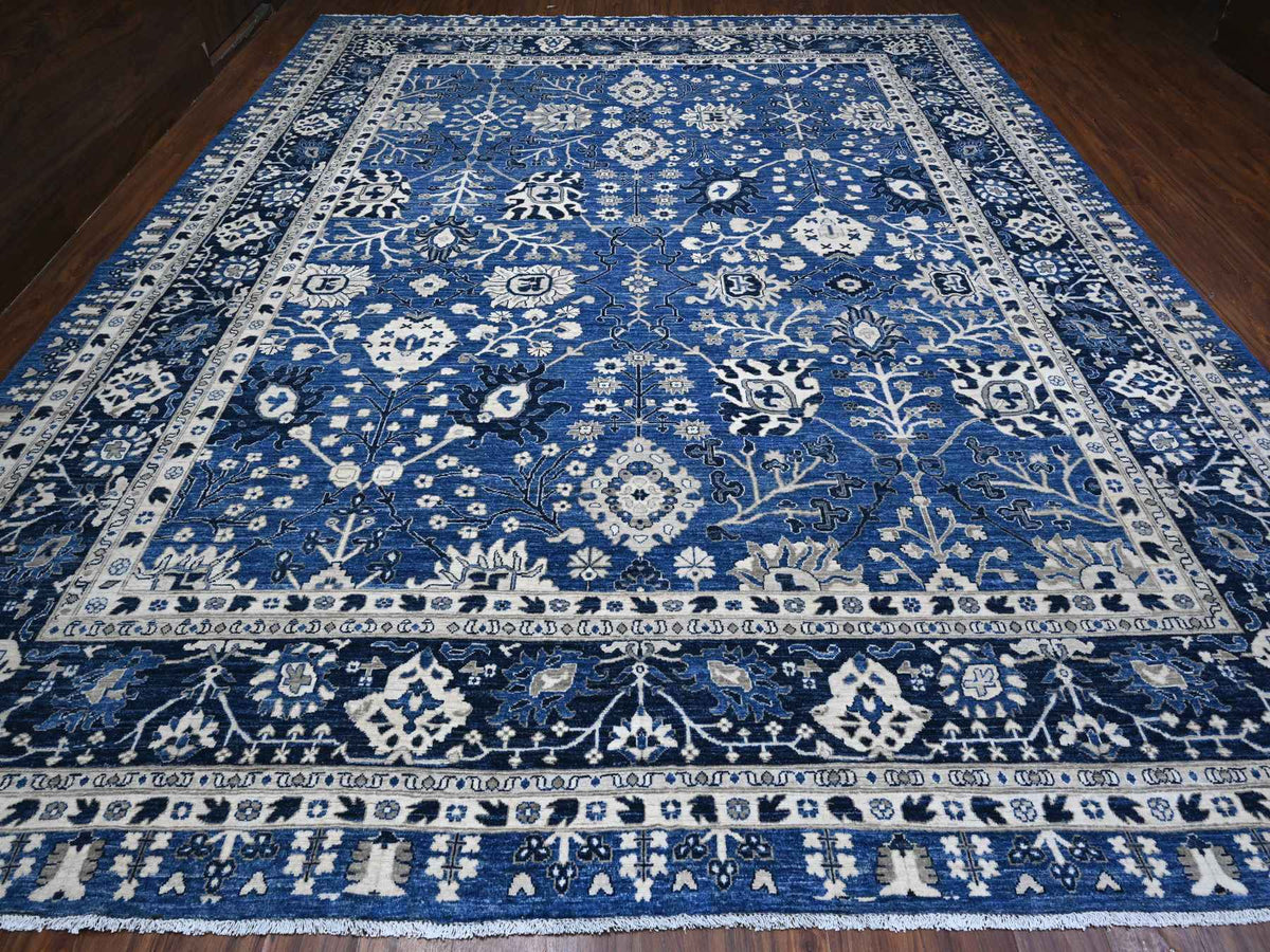 Tabriz Oushak / Peshawar hand-knotted wool rug in Blue, 11'10" x 14'5", SKU O089177