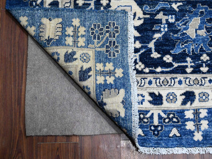 Tabriz Oushak / Peshawar hand-knotted wool rug in Blue, 11'10" x 14'5", SKU O089177