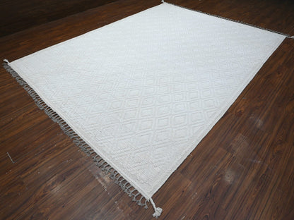 Ivory 9'1" x 12'1" Tribal Hand knotted Wool Rug - Sku: O089180