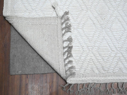 Ivory 9'1" x 12'1" Tribal Hand knotted Wool Rug - Sku: O089180