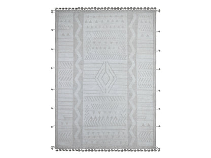 Grey 8'10" x 12'3" Tribal & Geometric Hand knotted Wool Rug - Sku: O089182