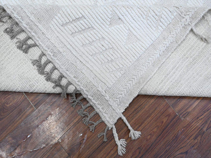Grey 8'10" x 12'3" Tribal & Geometric Hand knotted Wool Rug - Sku: O089182
