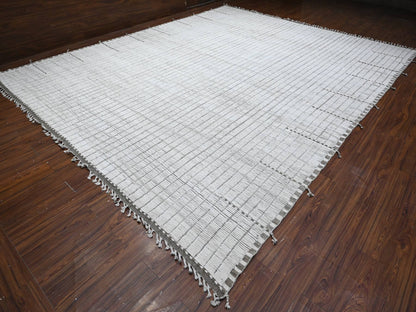 Ivory 12'2" x 15'2" Tribal Hand knotted Wool Rug - Sku: O089192