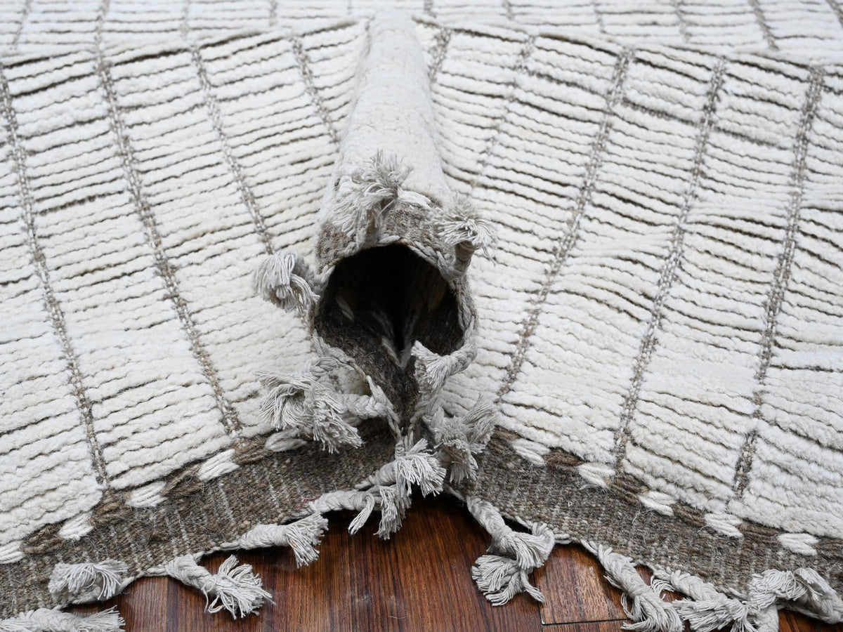Tribal hand-knotted wool rug in Ivory, 12'2" x 15'2", SKU O089192