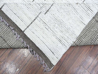 Ivory 11'11" x 16'2" Tribal Hand knotted Wool Rug - Sku: O089193