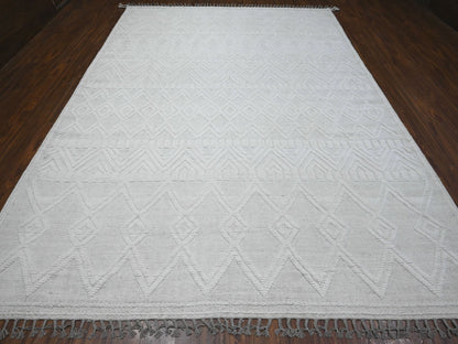 Ivory 9'0" x 12'6" Tribal Hand knotted Wool Rug - Sku: O089195