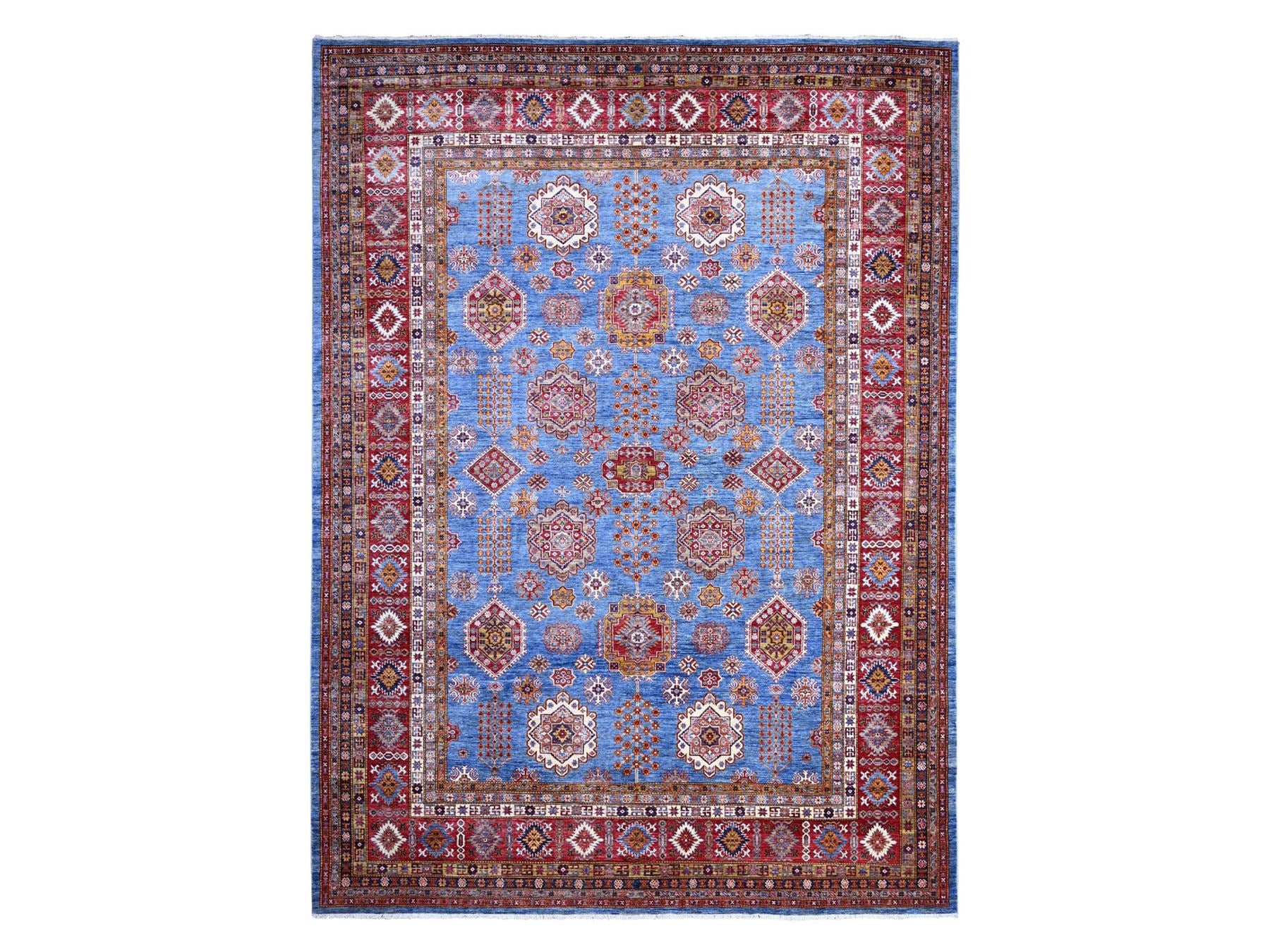 Kazak Tribal hand-knotted wool rug in Blue, 10'2" x 13'8", SKU O089198