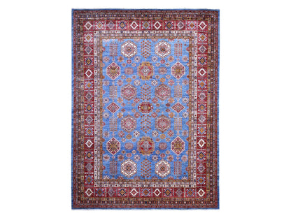 Kazak Tribal hand-knotted wool rug in Blue, 10'2" x 13'8", SKU O089198