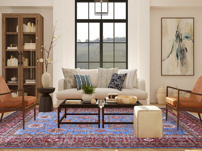 Kazak Tribal hand-knotted wool rug in Blue, 10'2" x 13'8", SKU O089198