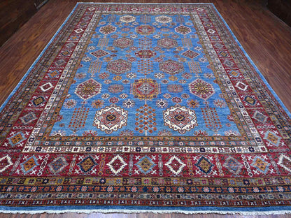 Kazak Tribal hand-knotted wool rug in Blue, 10'2" x 13'8", SKU O089198