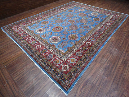 Kazak Tribal hand-knotted wool rug in Blue, 10'2" x 13'8", SKU O089198