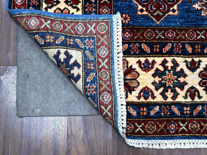 Kazak Tribal hand-knotted wool rug in Blue, 6'0" x 6'4", SKU O089211