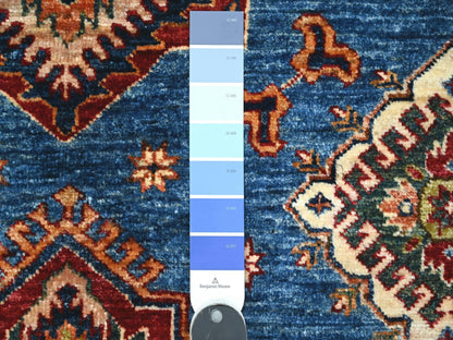 Blue 6'0" x 6'4" Kazak Hand knotted Wool Rug - Sku: O089211