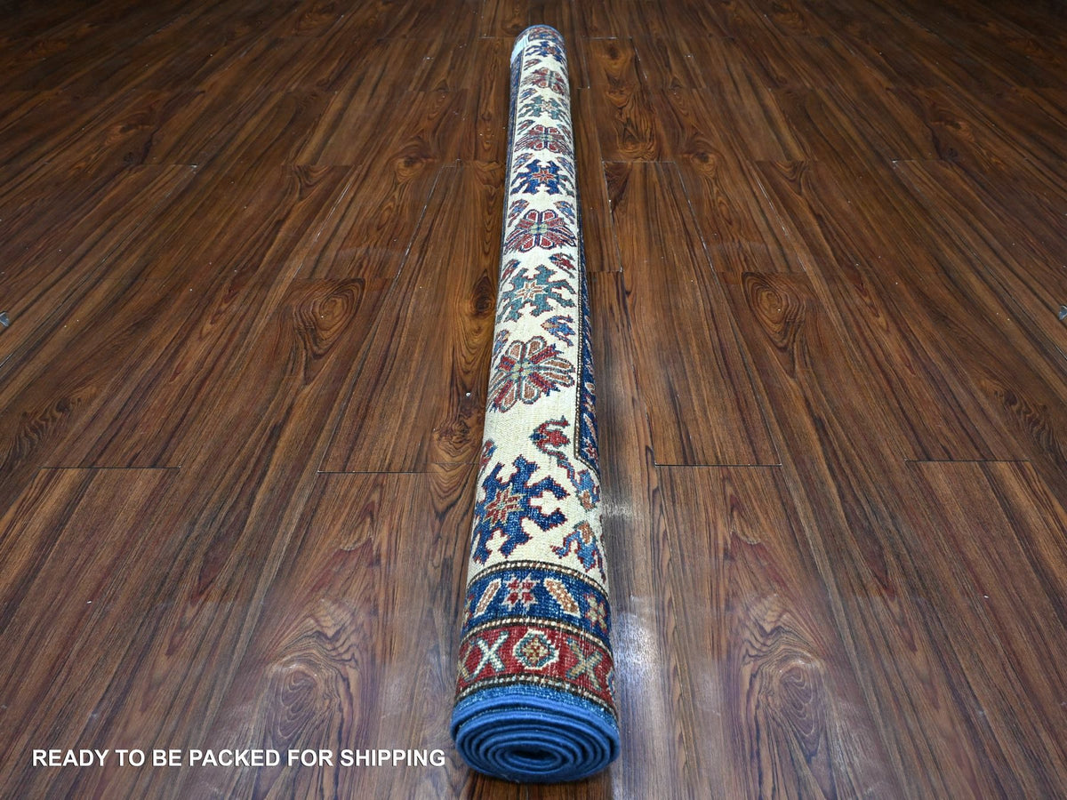 Kazak Tribal hand-knotted wool rug in Blue, 6'0" x 6'4", SKU O089211