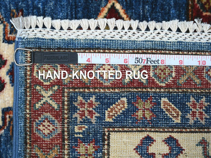 Kazak Tribal hand-knotted wool rug in Blue, 6'0" x 6'4", SKU O089211