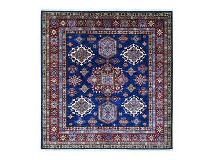 Kazak Tribal hand-knotted wool rug in Blue, 6'0" x 6'5", SKU O089212