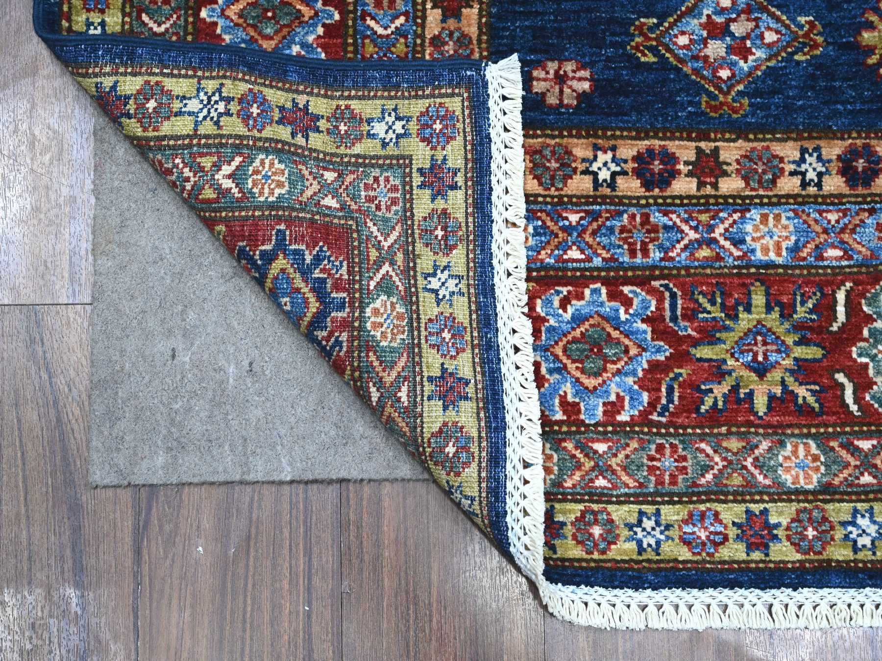 Kazak Tribal hand-knotted wool rug in Blue, 6'0" x 6'5", SKU O089212