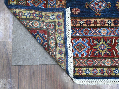 Kazak Tribal hand-knotted wool rug in Blue, 6'0" x 6'5", SKU O089212