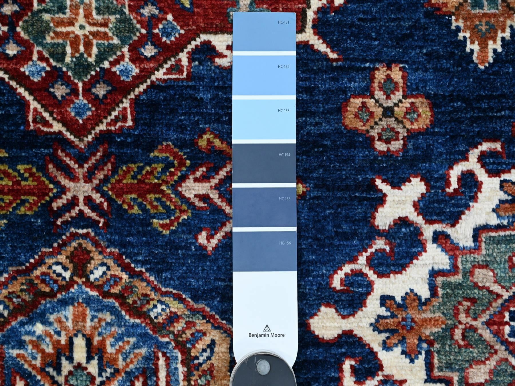 Kazak Tribal hand-knotted wool rug in Blue, 6'0" x 6'5", SKU O089212