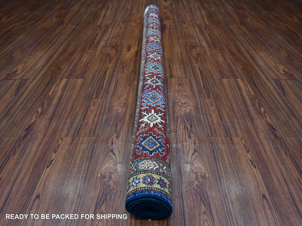 Kazak Tribal hand-knotted wool rug in Blue, 6'0" x 6'5", SKU O089212