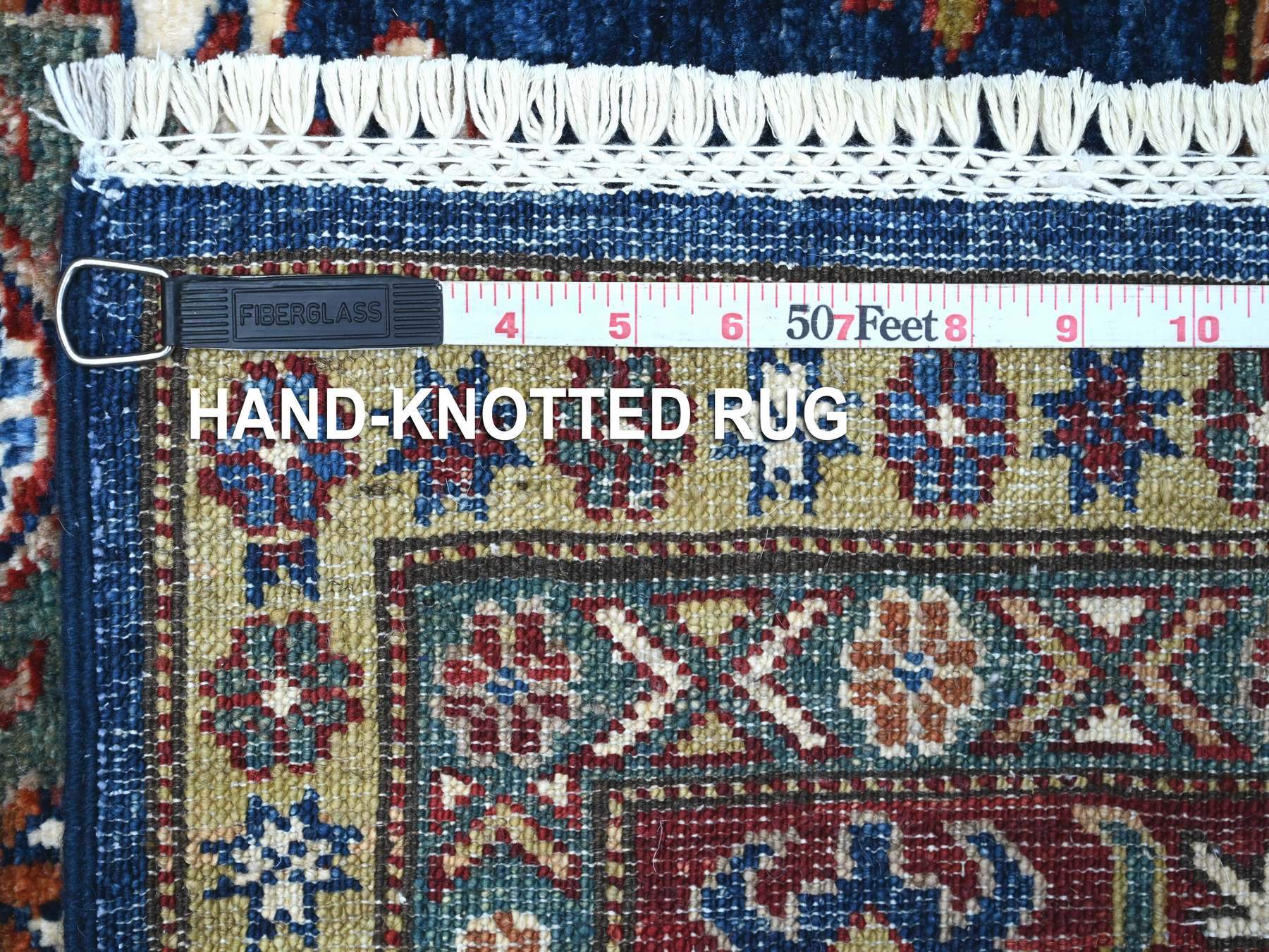 Kazak Tribal hand-knotted wool rug in Blue, 6'0" x 6'5", SKU O089212