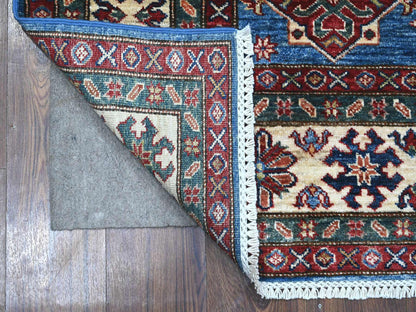 Kazak Tribal hand-knotted wool rug in Blue, 5'11" x 5'11", SKU O089213