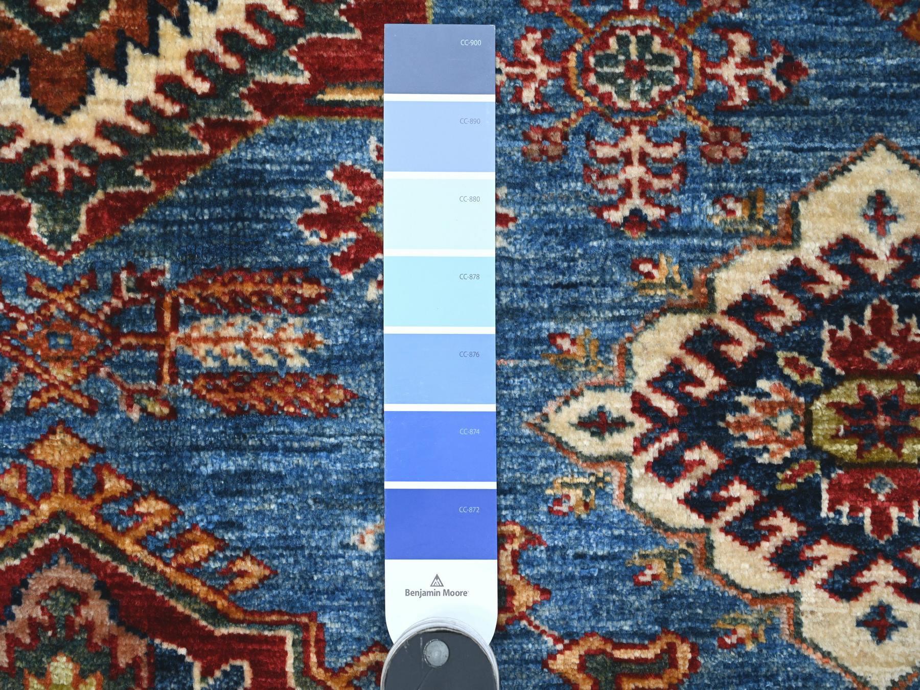 Kazak Tribal hand-knotted wool rug in Blue, 5'11" x 5'11", SKU O089213