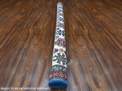 Kazak Tribal hand-knotted wool rug in Blue, 5'11" x 5'11", SKU O089213