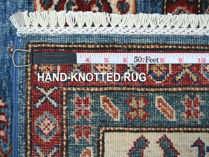 Blue 5'11" x 5'11" Kazak Hand knotted Wool Rug - Sku: O089213