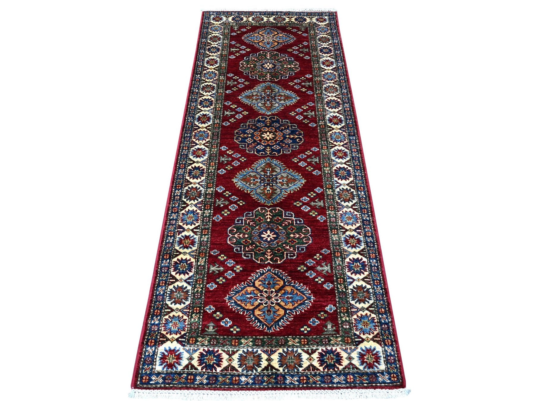Red 2'8" x 7'0" Tribal Hand knotted Wool Rug - Sku: O089216