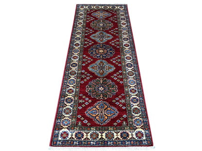 Red 2'8" x 7'0" Tribal Hand knotted Wool Rug - Sku: O089216