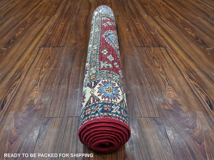Red 2'8" x 7'0" Tribal Hand knotted Wool Rug - Sku: O089216
