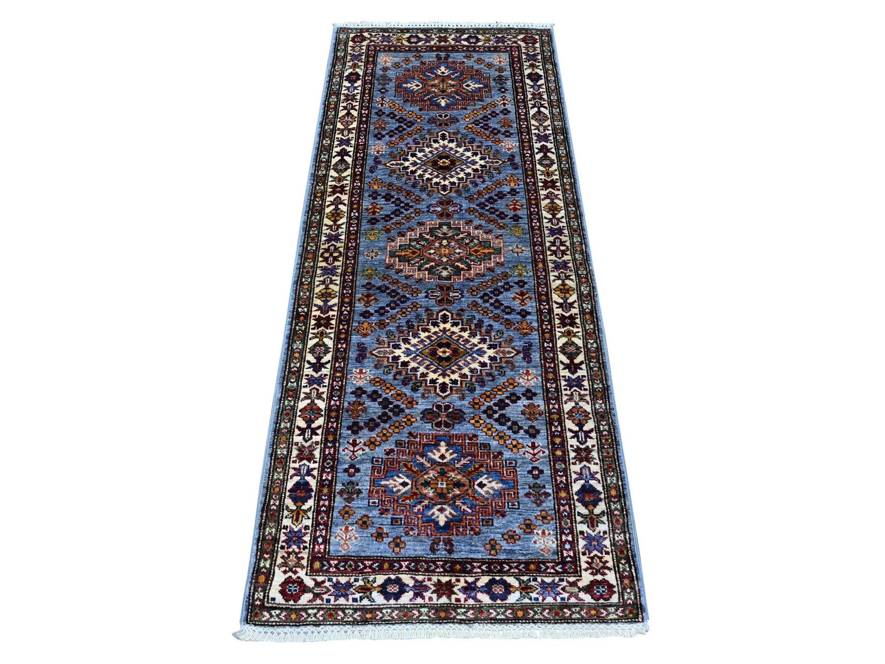 Gray 2'6" x 6'2" Tribal Hand knotted Wool Rug - Sku: O089221