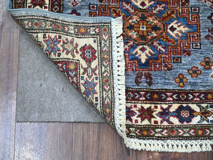 Grey 2'6" x 6'2" Tribal Hand knotted Wool Rug - Sku: O089221
