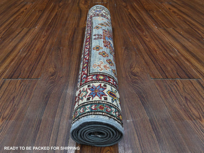 Grey 2'6" x 6'2" Tribal Hand knotted Wool Rug - Sku: O089221