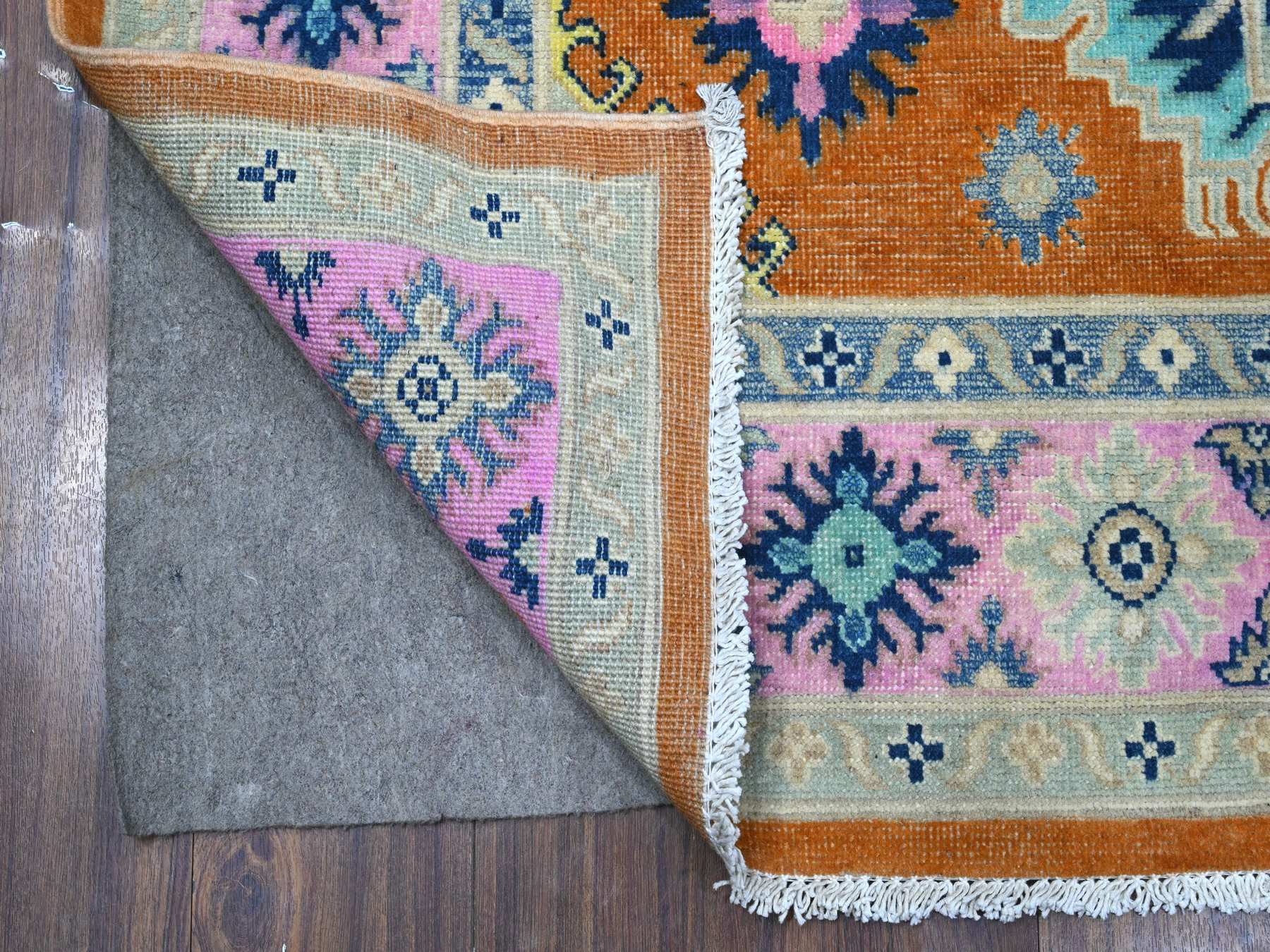 Kazak Tribal hand-knotted wool rug in Orange, 4'9" x 6'5", SKU O089230