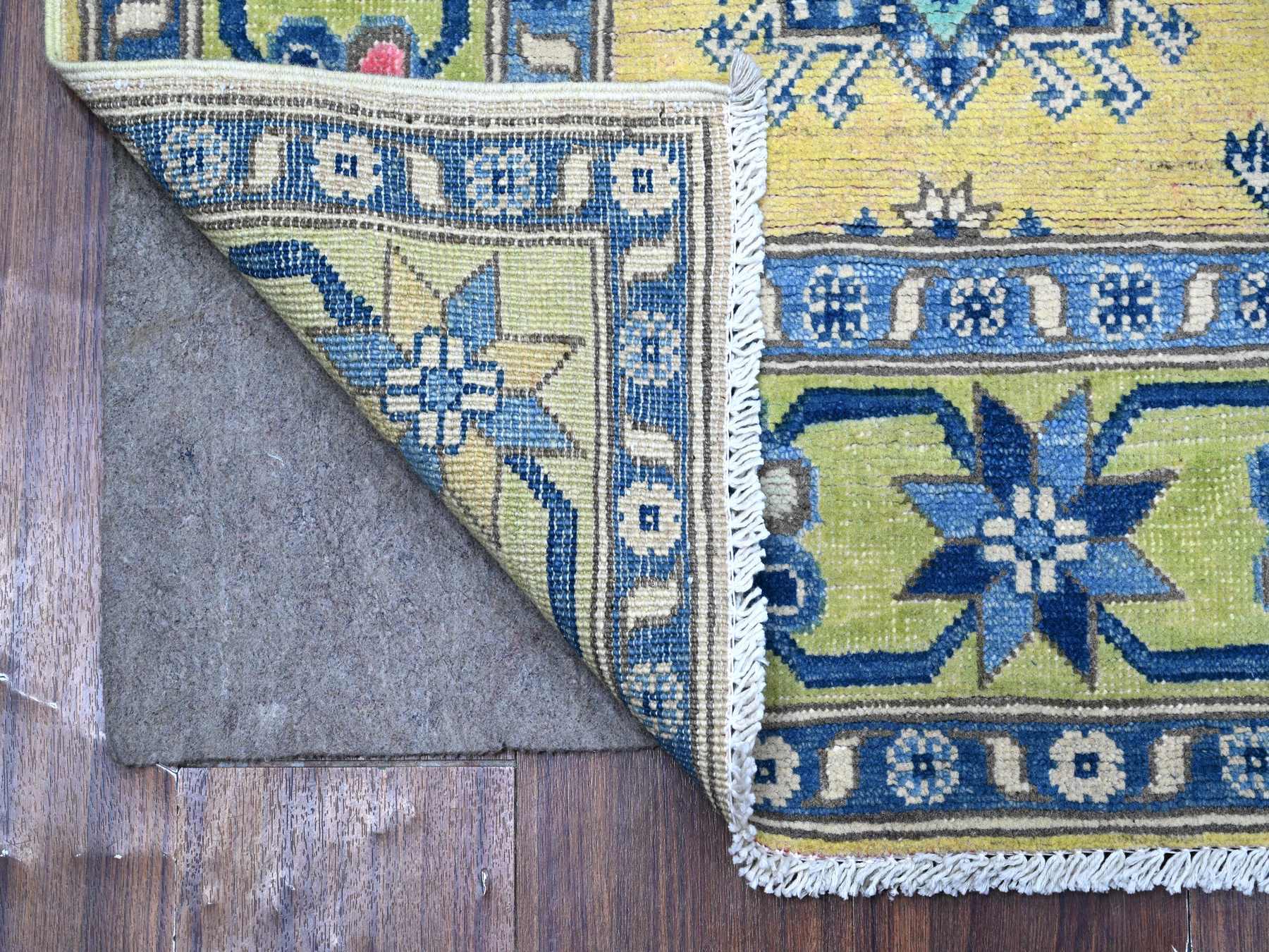 Kazak Tribal hand-knotted wool rug in Yellow, 5'0" x 6'9", SKU O089231